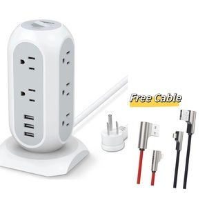 TESSAN Surge Protector  Tower Power Strip with 11 Outlets 3 USB Chargers